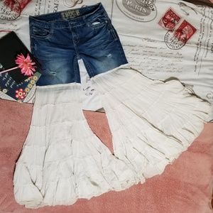 EXTREME Bell Bottom Wide Flare Leg Jeans UPCYCLE Boho Gypsy Hippie Wild Child